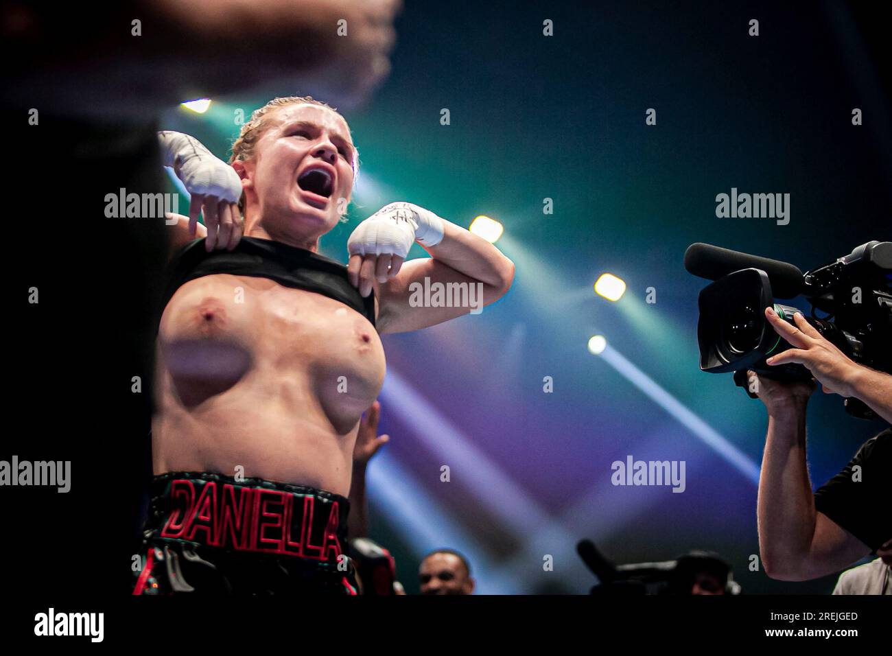 Daniella Hemsley Celebrates Kingpyn Boxing Win with Uncensored Flash