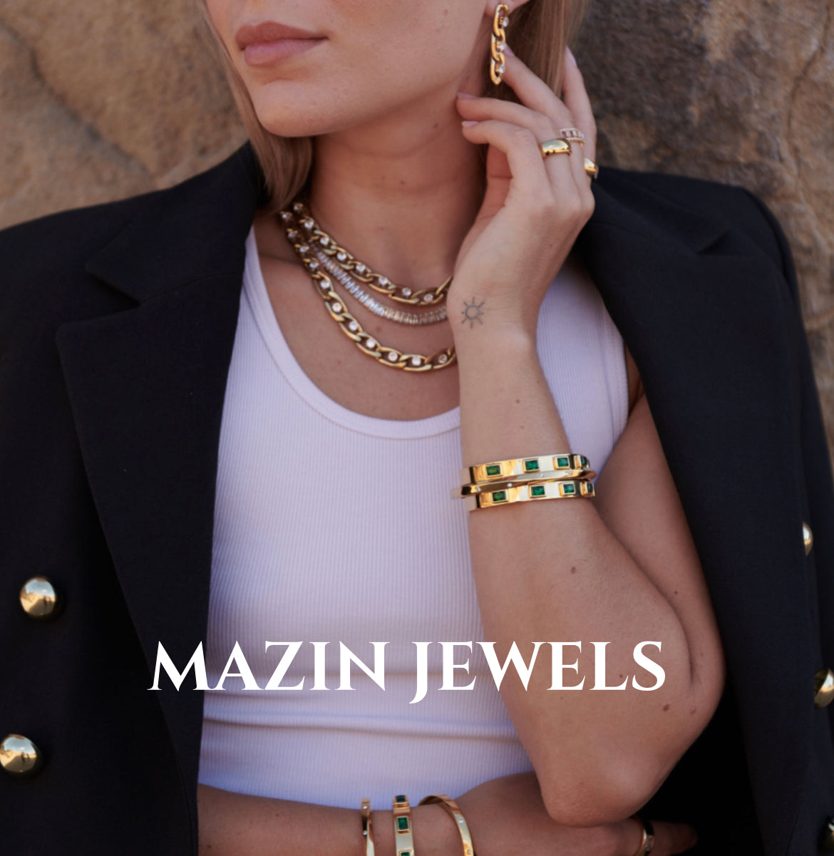 Shop Mazin Jewels Chain Link Necklace - Elegant 18K Gold Plated Design