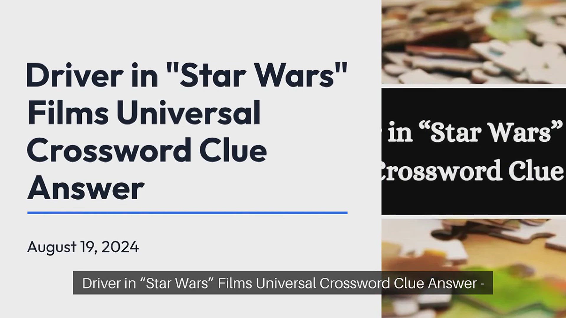 Find the Answer to Drivers Star Wars Role Crossword in Minutes