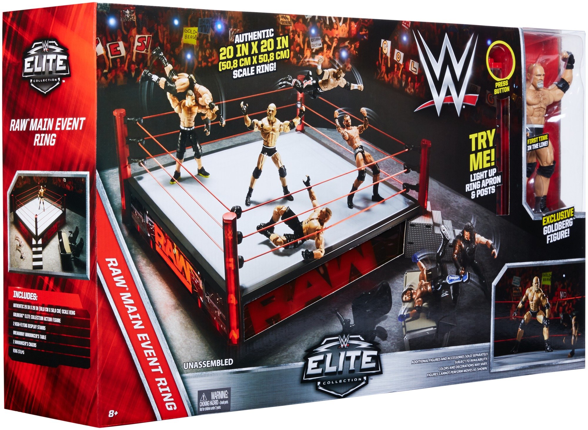 WWE Elite Scale Wrestling Ring with LED Lights for 6-Inch Figures