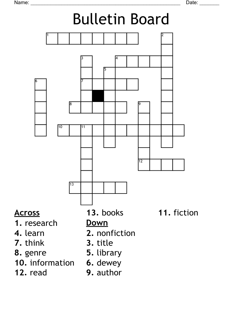 Find the Answer to Bulletin Board Material Crossword Puzzle